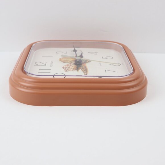 Ingraham Vintage Shells Plastic Square Quartz Salmon Pink Wall Clock Made in USA - Picture 8 of 12